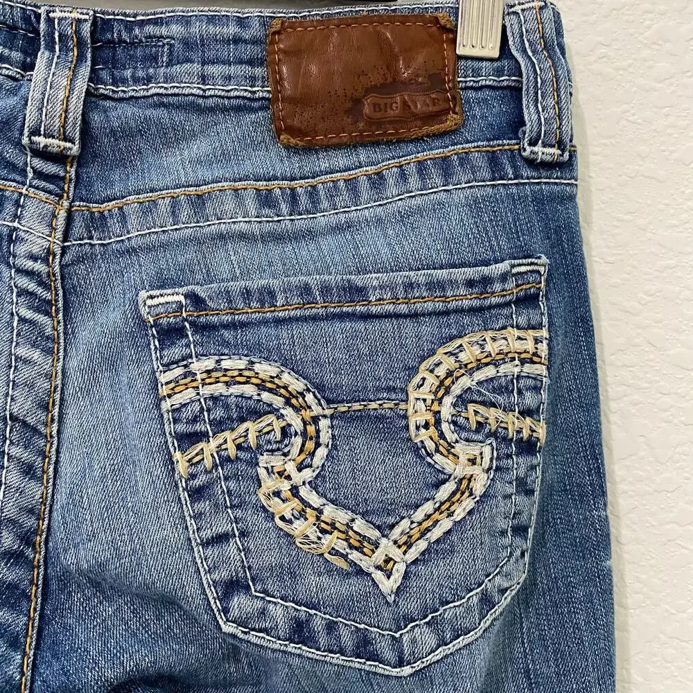 Big Star Sweet Bootcut Jeans Womens 27L Low Rise Embroidered Pocket Y2K - Picture 10 of 13